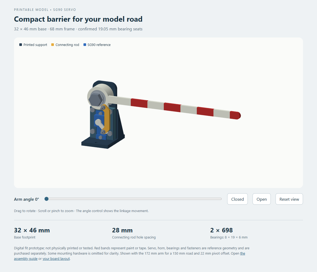 3D design of a compact servo toll-barrier mechanism